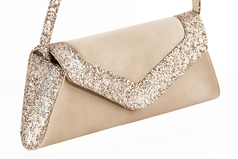 Handcrafted women's elegant clutch in premium champagne white and gold leather. Perfect for weddings, ceremonies, and parties.  
                Choose from our luxurious collections of leather and fabric to perfectly match your clutches to your outfits.